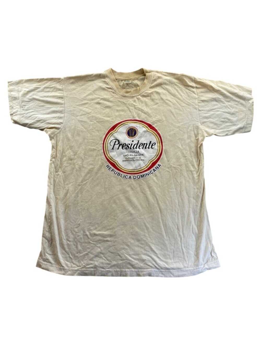 Valero Sport Mens T-Shirt Large White Presidente Beer Dominican Republic Tee